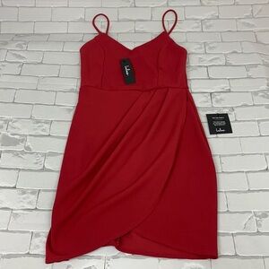 Lulus V neck Tank Style Layered Dress Mini Size Medium New NWT Brick red